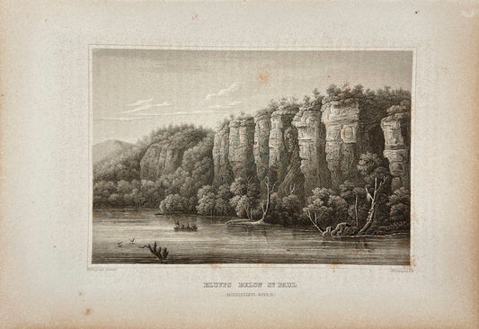 Antique Engraving - Meyer - Bluffs Below St Paul (Mississippi River) - E5