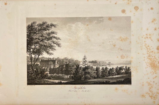 Antique Engraving - Ulrik Thersner - View of Bjarsjoholm Castle in Sweden - E3