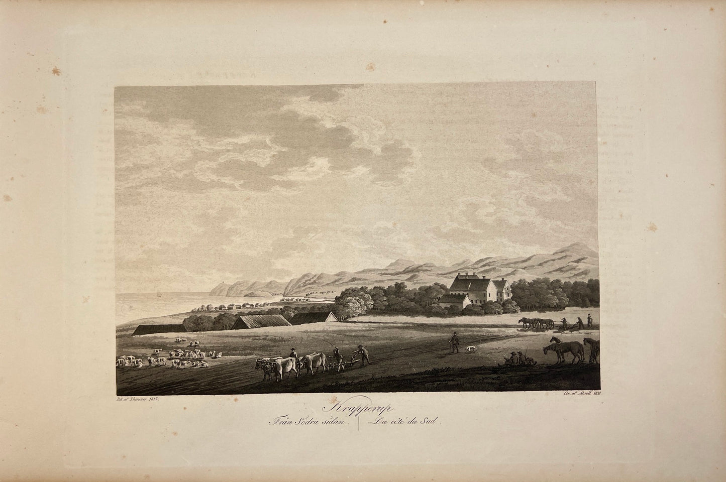 Antique Engraving - Ulrik Thersner - View of Krapperup Castle in Sweden - E3