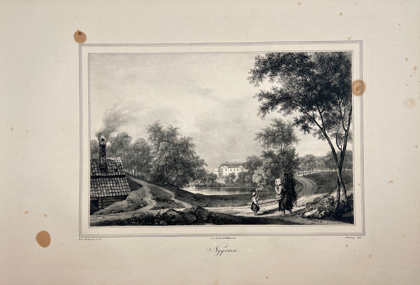 Original Antique Engraving - Ulrik Thersner - View of Nykvarn in Sweden - E3
