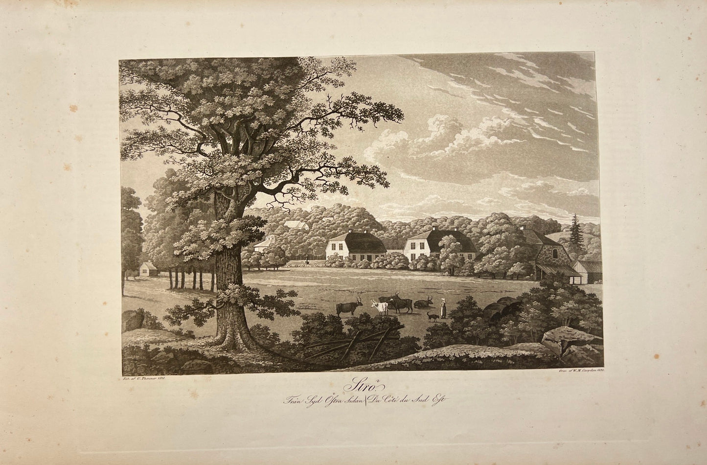 Original Antique Engraving - Ulrik Thersner - View of Norra Stro in Sweden - E3