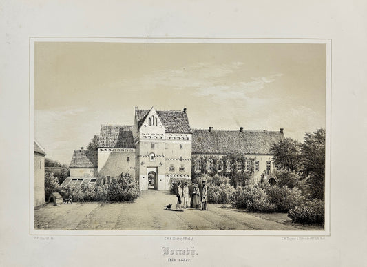 Original Antique Print - Richardt Ferdinand - Borrebii From the South - F3
