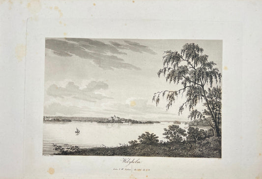 Antique Engraving - Ulrik Thersner - View of Vibyholm Castle in Sweden - E3