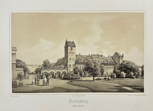 Original Antique Print - Richardt Ferdinand - Bäckaskog Castle - Sweden - F3