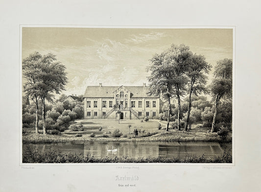 Original Antique Print - Richardt Ferdinand - Arelwald from the south-west - F3
