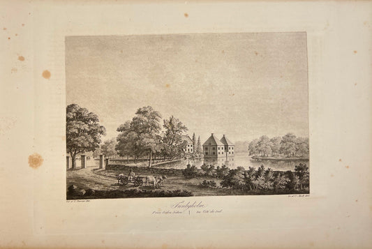 Antique Engraving - Ulrik Thersner - View of Tunbyholm Castle in Sweden - E3