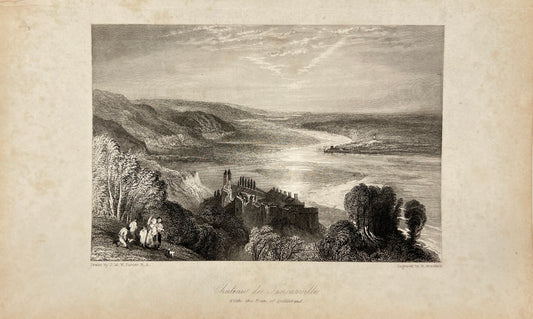 Original Antique Engraving - Baylis Allen - Caudebec in France - E5