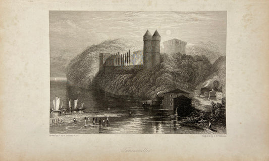 Original Antique Engraving - Baylis Allen - Tancarville in Normandie - E5