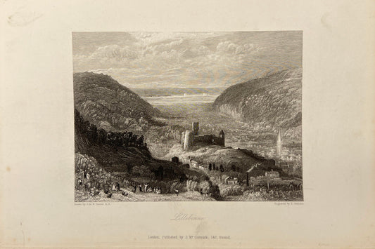 Original Antique Print - Thomas Jeavons - View of Lillebonne in France - E5