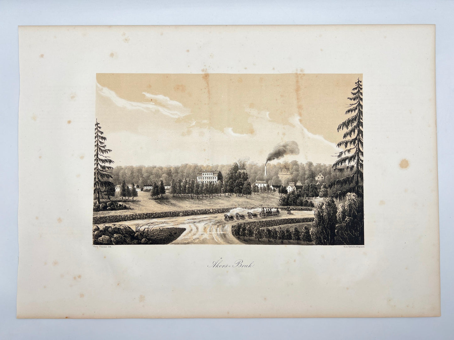 Antique Engraving - Ulrik Thersner - View of Gosta Hultberg in Sweden - E3