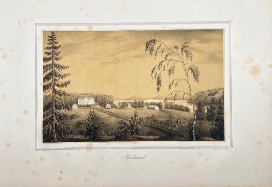 Antique Engraving - Ulrik Thersner - View of Sodermanland in Sweden - E3
