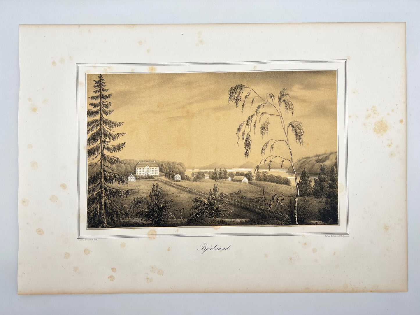 Antique Engraving - Ulrik Thersner - View of Sodermanland in Sweden - E3