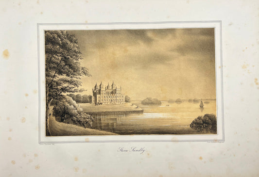 Antique Engraving - Ulrik Thersner - View of Schwerin Castle in Sweden - E3