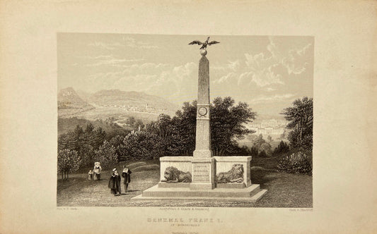 Original Antique Engraving - Hinchliff - Franzi Monument in Konigswart - E5