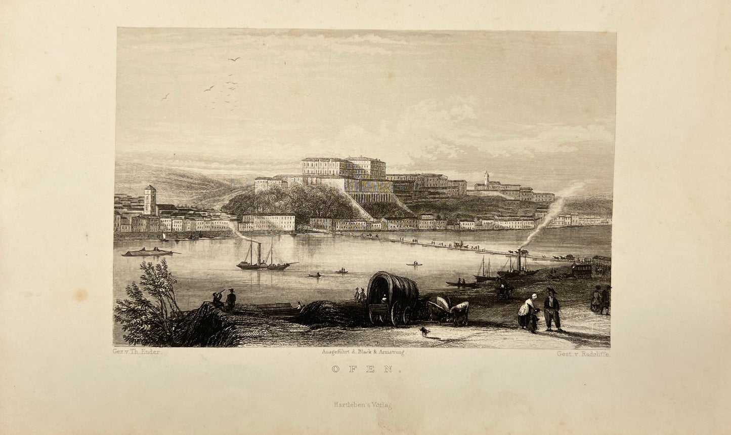 Original Antique Engraving -  J.J. Hinchliff - Ofen - Germany - E5