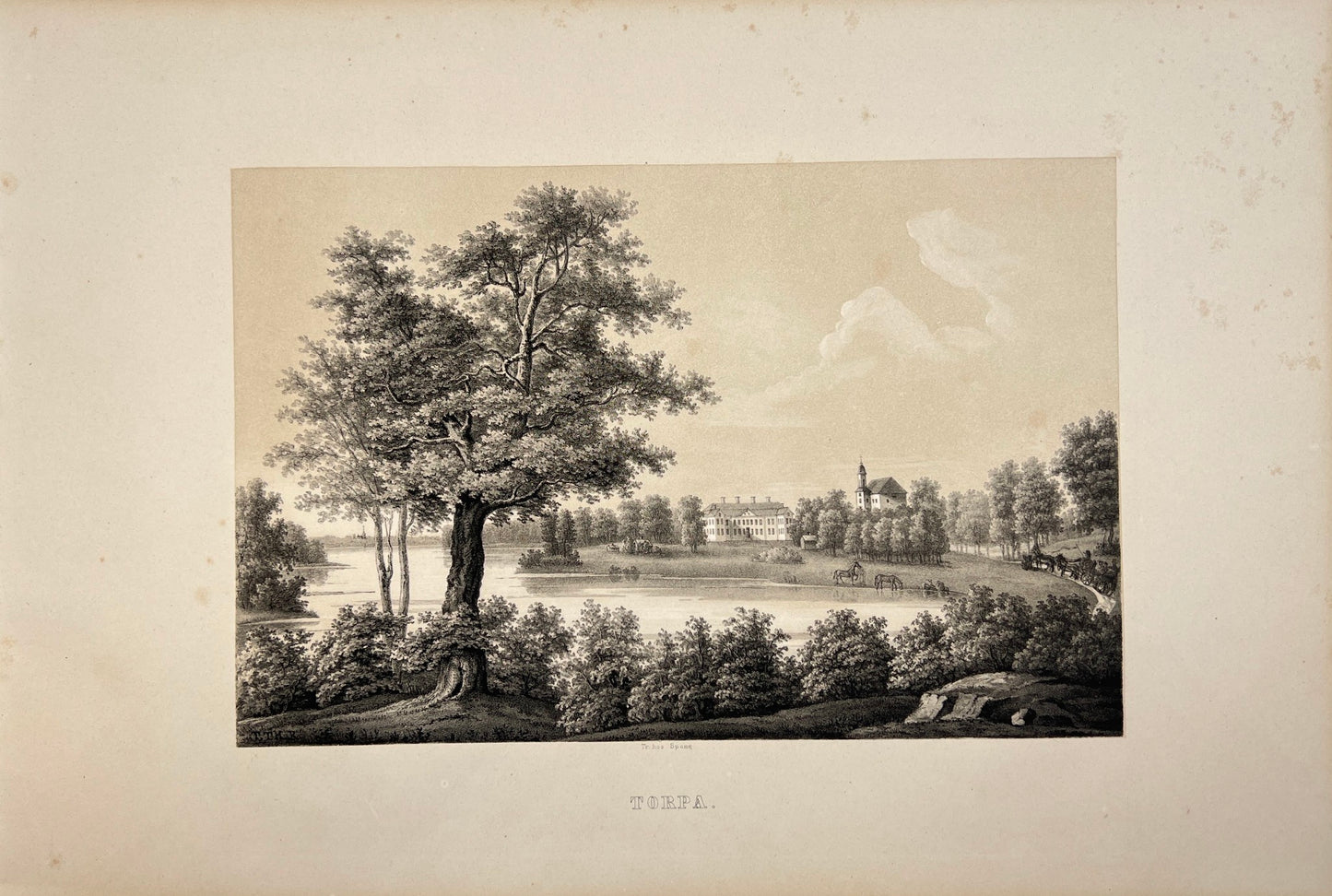 Antique Engraving - Ulrik Thersner - View of Torpa Castle in Sweden - E3