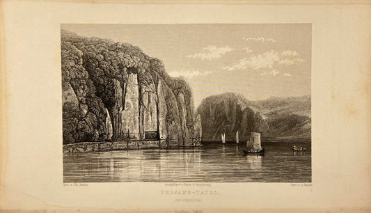 Original Antique Engraving - J.J. Hinchliff - View of Trajans-Tafei - E5