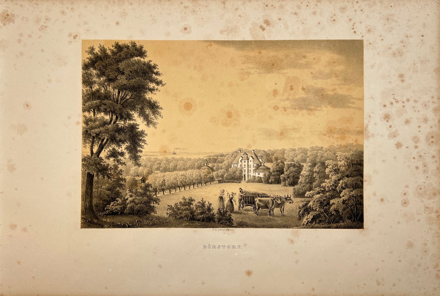 Original Antique Engraving - Ulrik Thersner - View of Bostorp Castle - E3