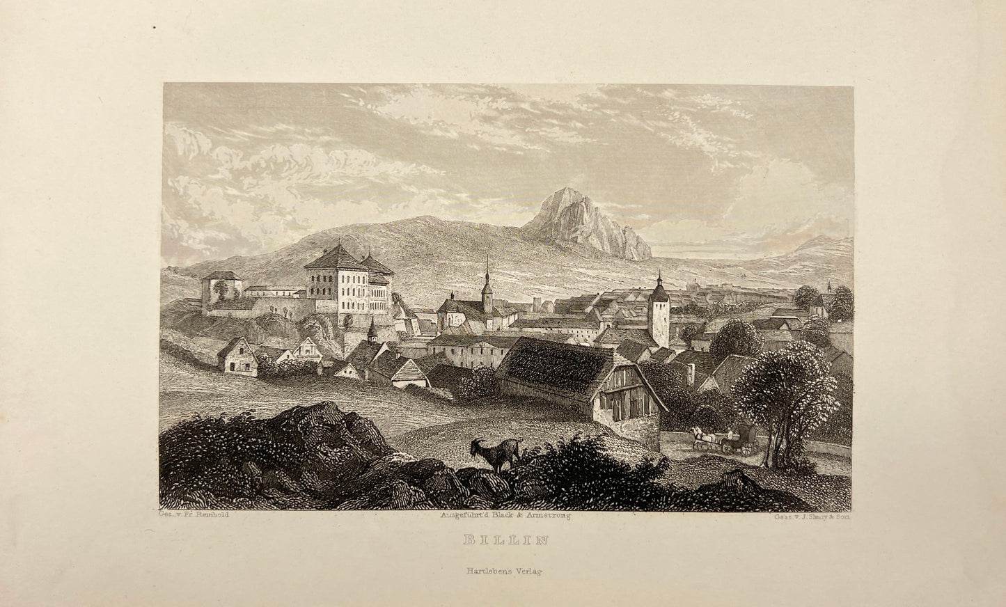 Original Antique Engraving - Shury & Son - Billin - Czech Republic - E5