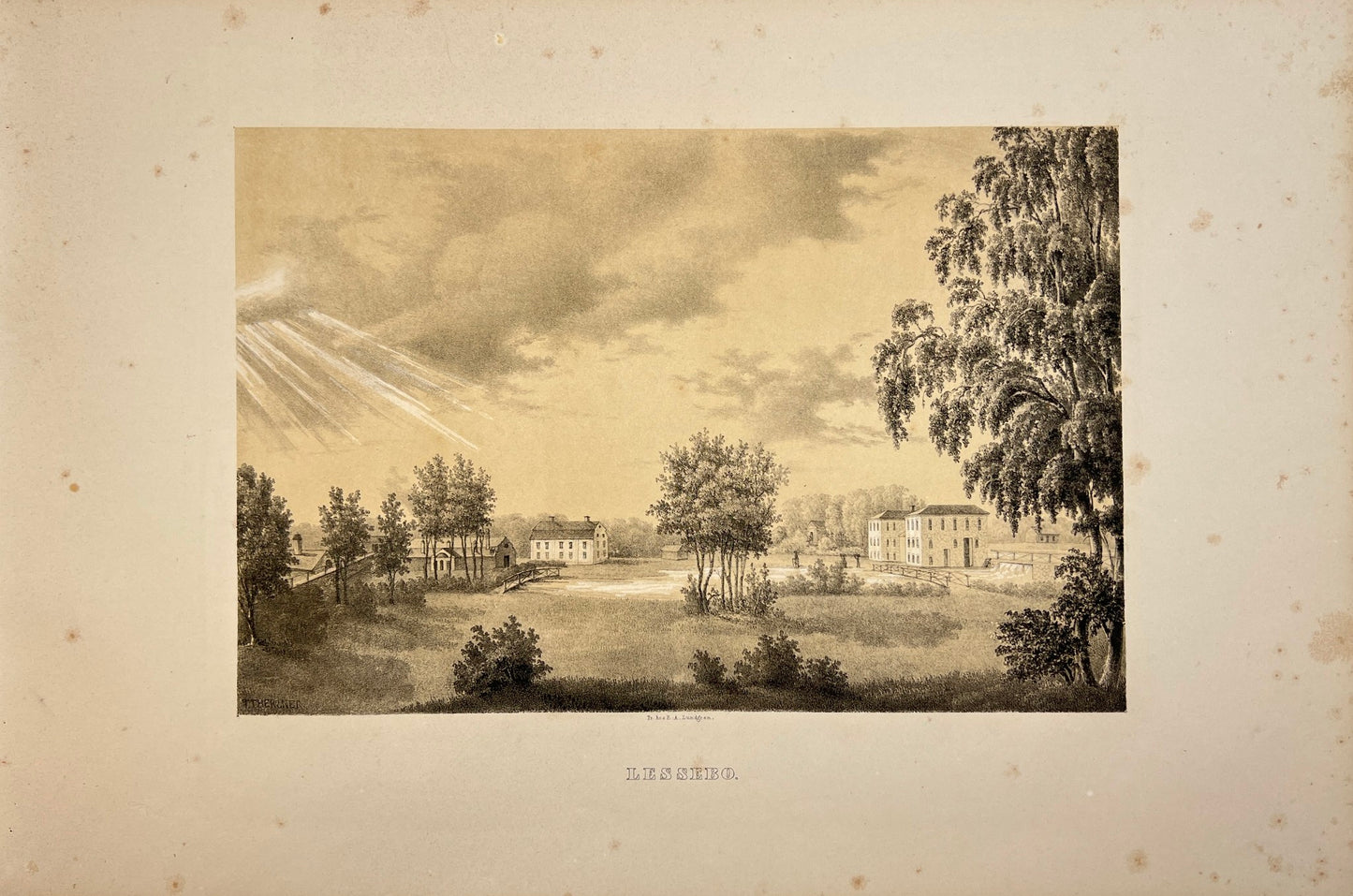 Original Antique Engraving - Ulrik Thersner - View of Lessebo in Sweden - E3