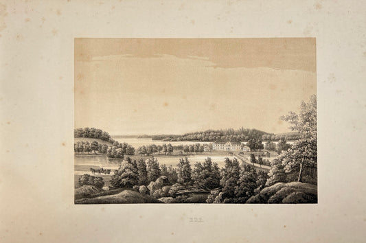 Original Antique Engraving - Ulrik Thersner - View of Ed's Gard in Bor - E3