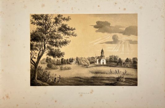 Original Antique Engraving - Ulrik Thersner - View of Nydala in Sweden - E3