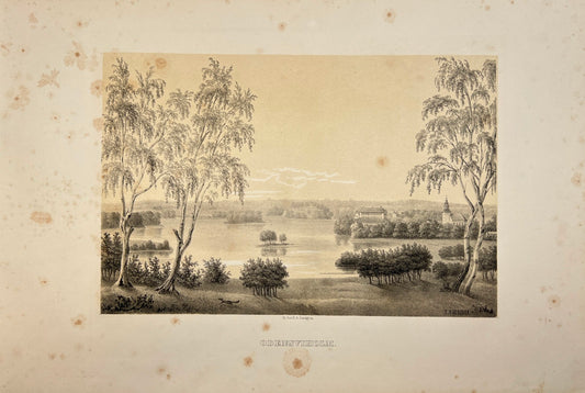 Original Antique Engraving - Ulrik Thersner - View of Odensviholm in Sweden - E3