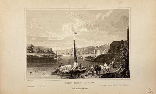 Original Antique Engraving - Shury & Son - View of Near Selain - Belgium - E5