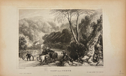Original Antique Engraving - Shury & Son - View Near Theux - E5