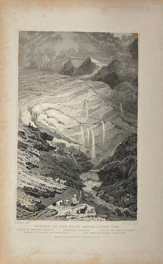 Original Antique Engraving - Tombleson & Co - Source of the Back Rhine - E5