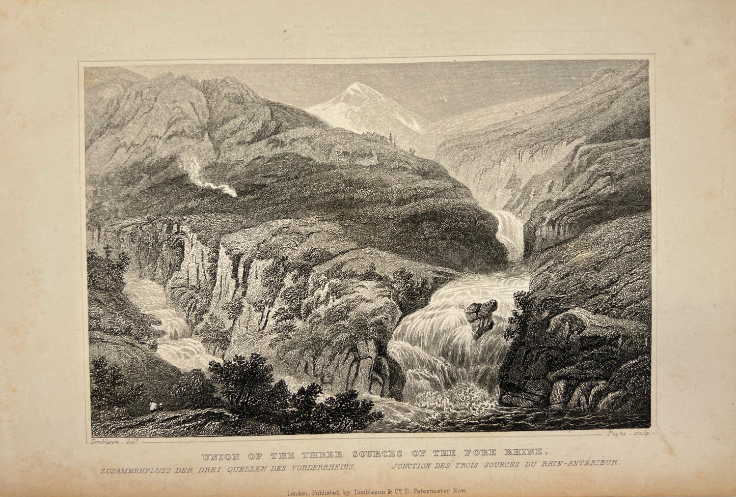 Antique Engraving - Tombleson & Co - Union of the Three Sources - Germany - E5