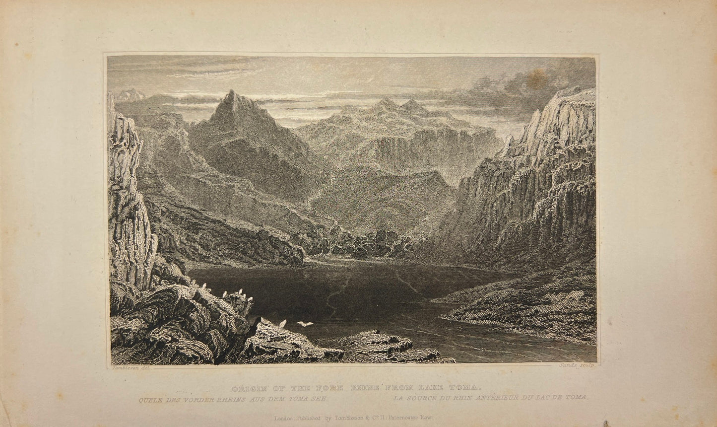 Antique Engraving - Tombleson & Co - View of Lake Tom - Switzerland - E5