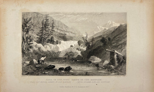 Antique Engraving - Tombleson & Co - Fall of the Hind Rofflen - Germany - E5