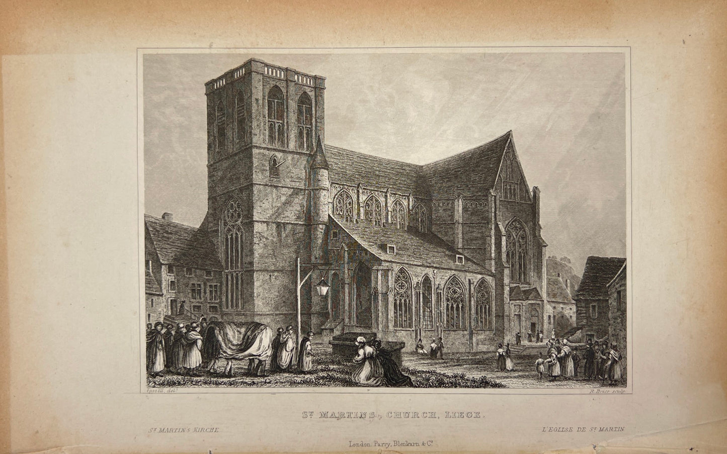 Antique Print - V. Brice and N. Fussel - View of St. Martin's Church - E5