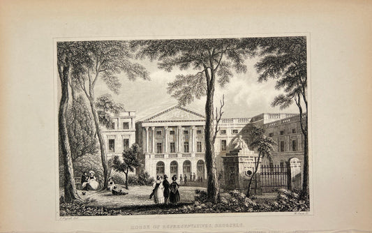 Antique Print - Black & Armstrong - House of Representatives in Brussels - E5