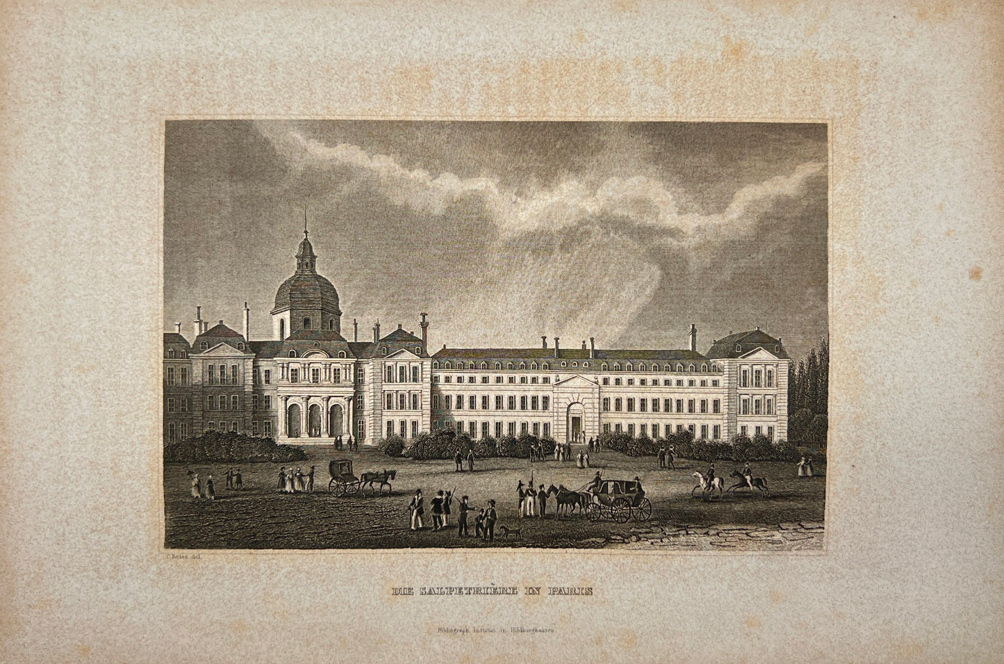 Antique Engraving - Karl Reiss - View of The Saltpetre in Paris - France - E5