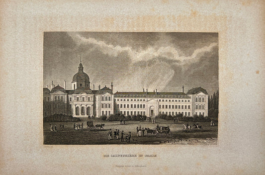 Antique Engraving - Karl Reiss - View of The Saltpetre in Paris - France - E5