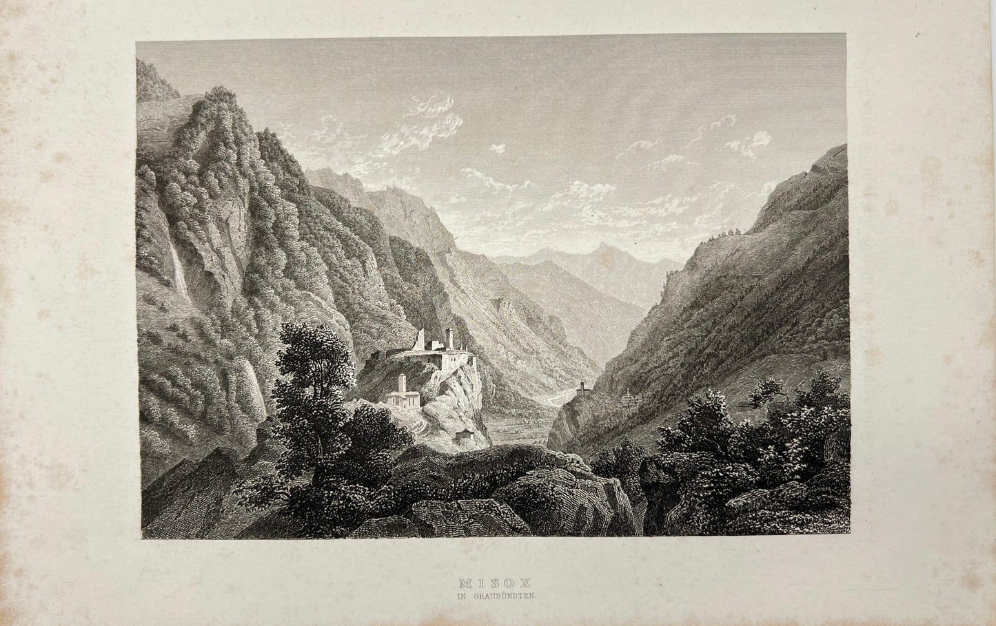 Original Antique Print - Carl Joseph Meyer - Misox in Graubunden - E5