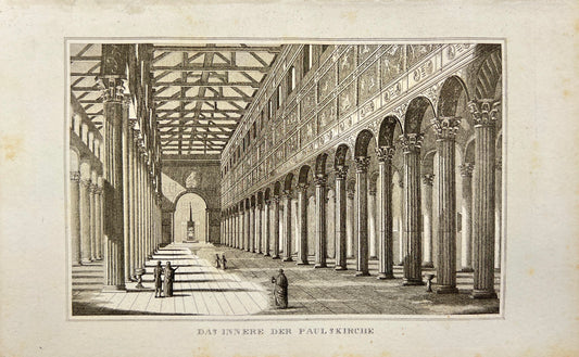 Antique Engraving - Meyer - The Interior of St. Paul's Church - Frankfurt - E5