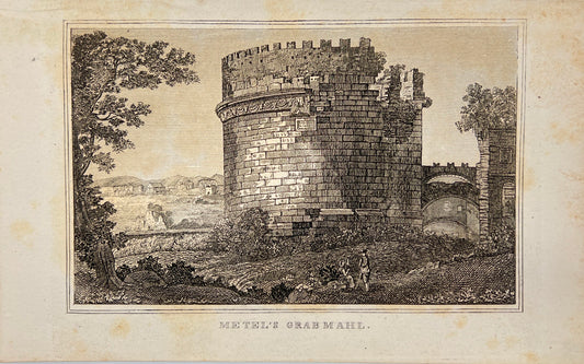 Antique Engraving - Carl Joseph Meyer - View of Blizzard's Grave - Rome - E5