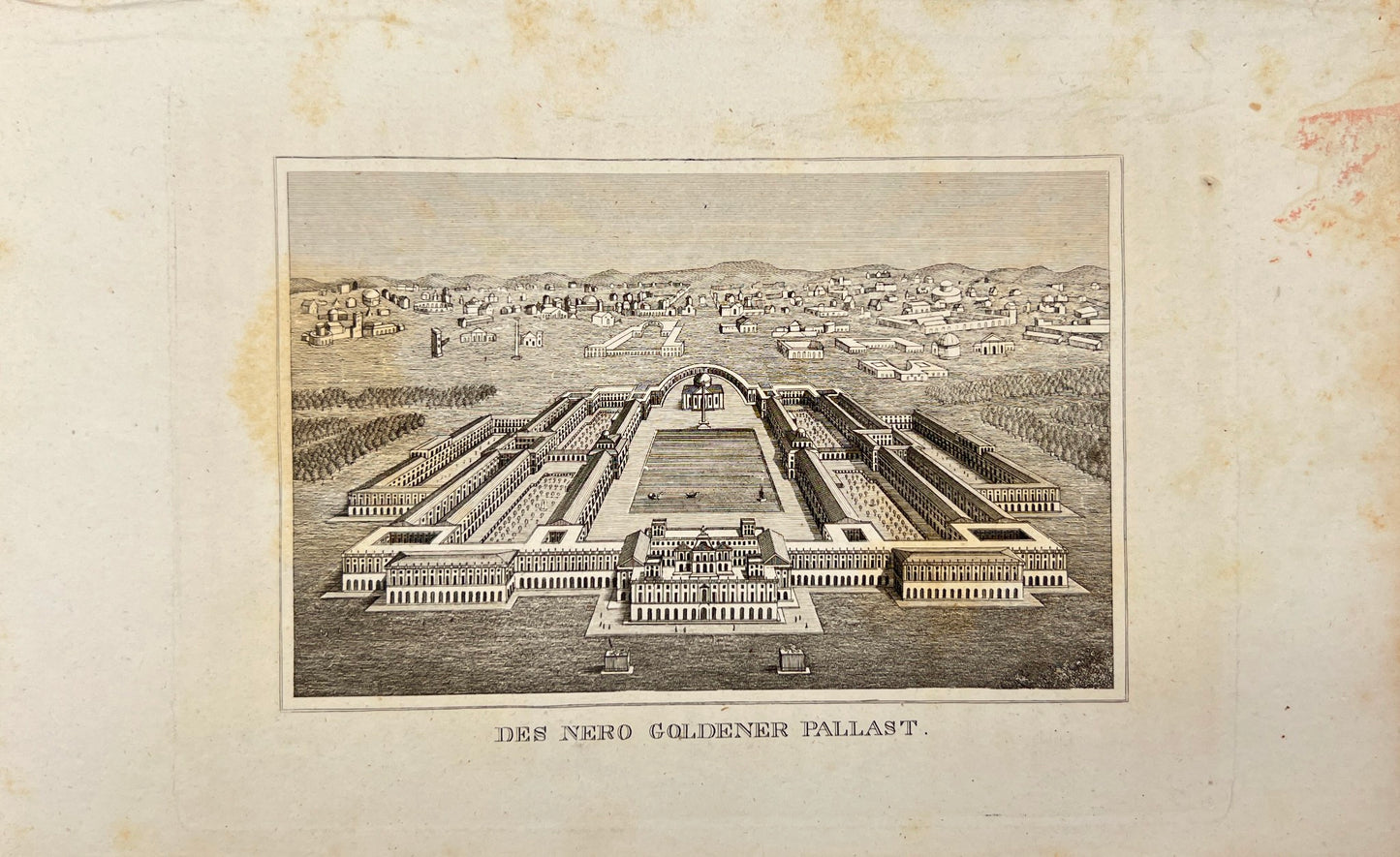 Antique Print - Carl Joseph Meyer - View of Holy Cross in Jerusalem - Rome - E5