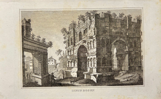 Antique Engraving - Carl Joseph Meyer - View of Arch of Janus in Rome - E5