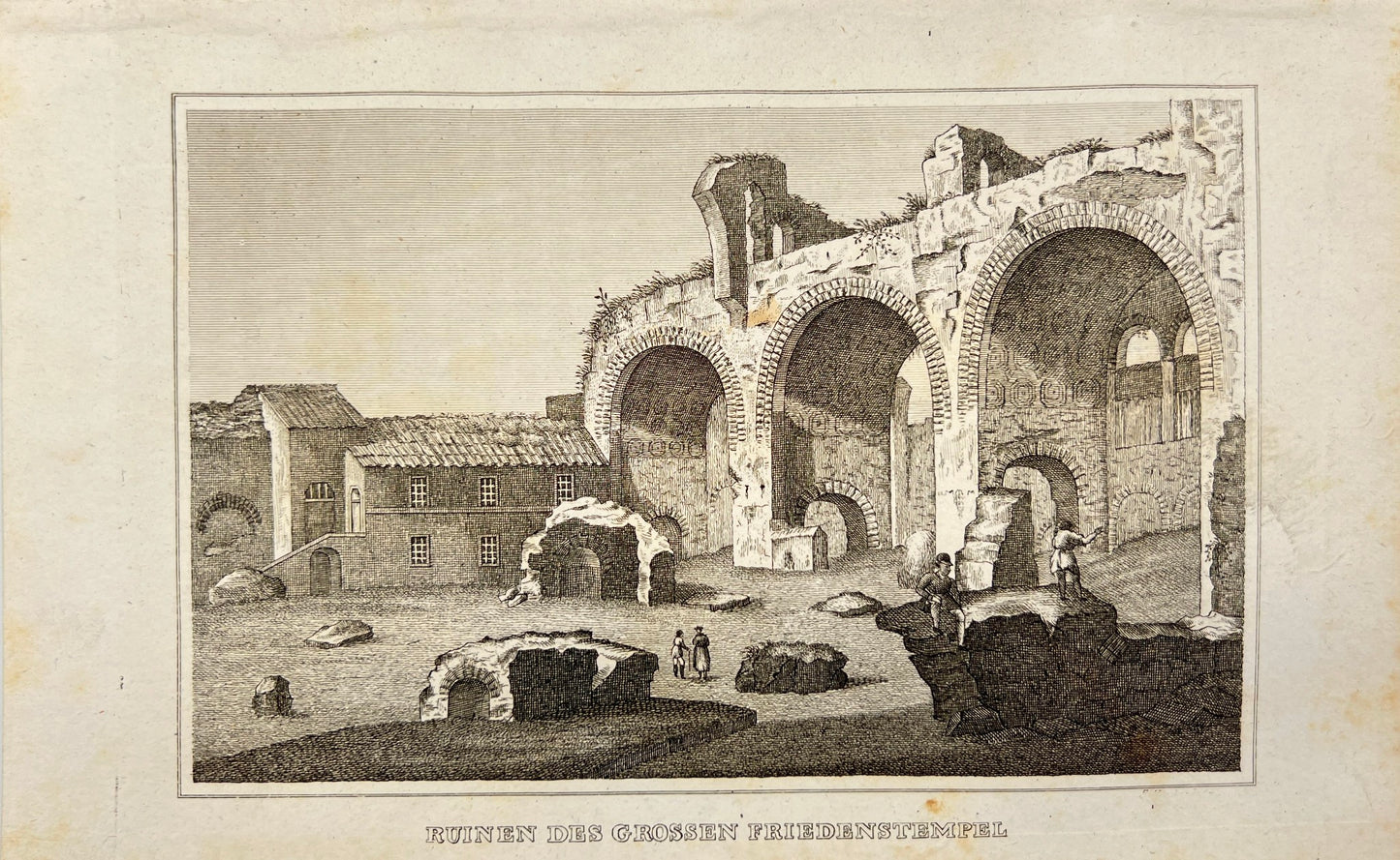 Antique Engraving - Carl Joseph Meyer - Ruins of the Great Temple of Peace - E5