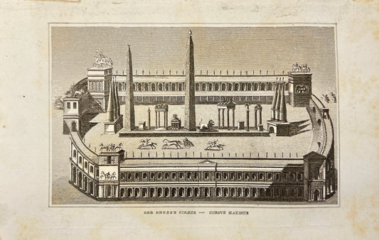 Antique Engraving - Carl Joseph Meyer - View of Rome Colosseum - Italy - E5