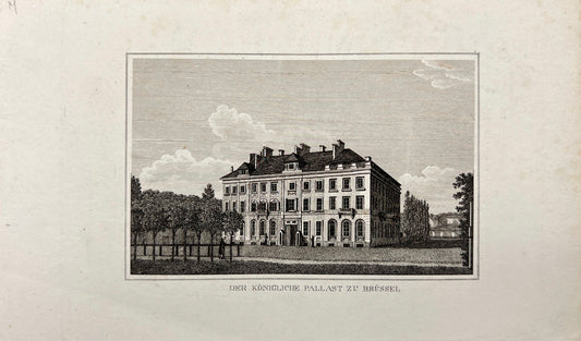 Antique Engraving - Carl Joseph Meyer - The Royal Palace in Brussels - E5