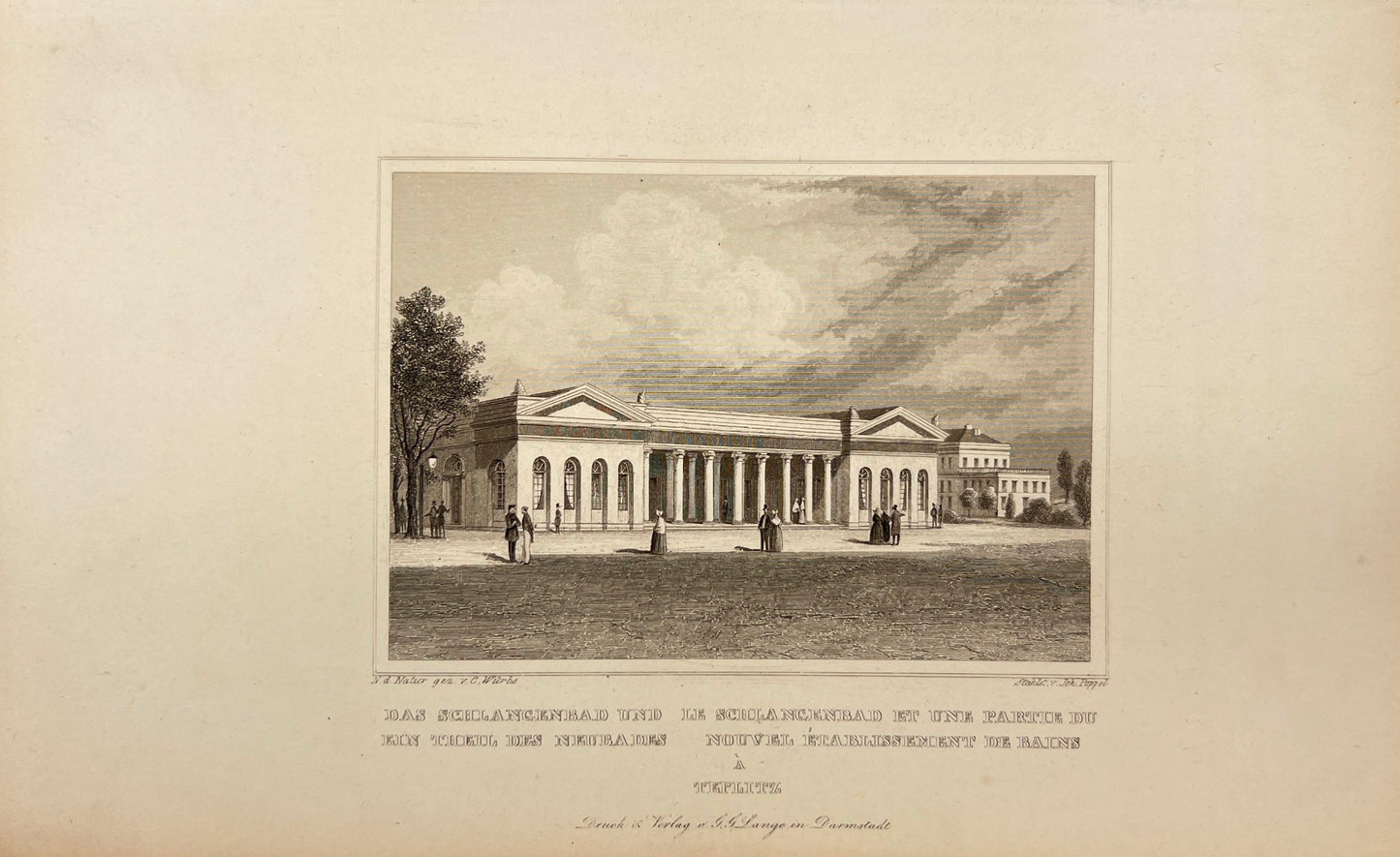 Antique Print - Meyer - Partial view, snake bath and part of the new bath - E5