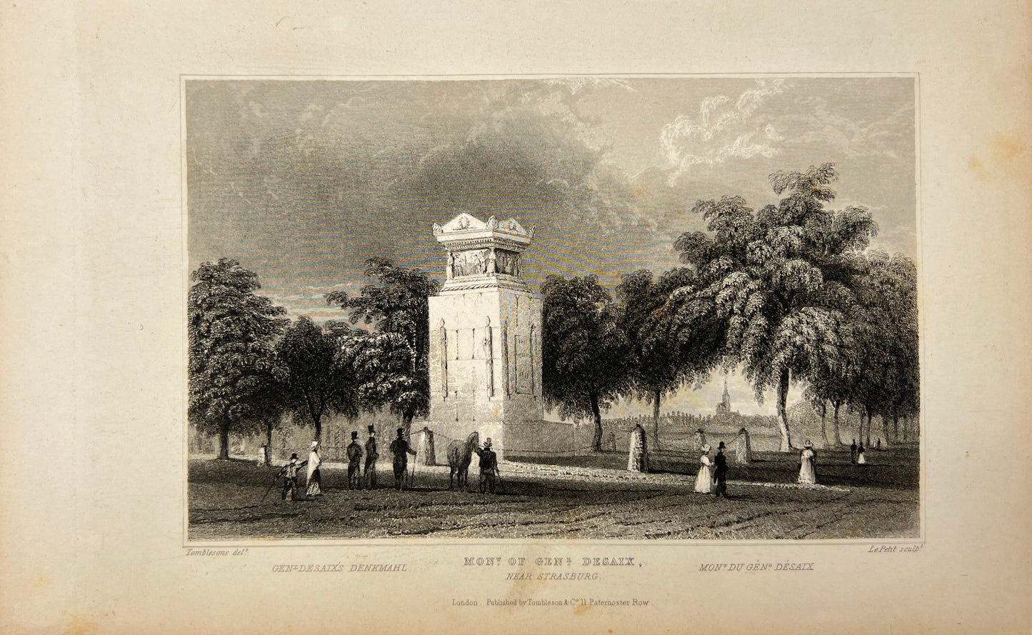 Antique Engraving - Carl Joseph Meyer - View of General Desaix Monument - E5