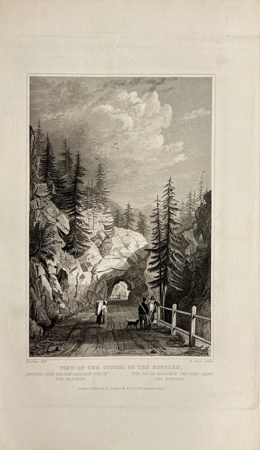 Antique Print - Meyer - View of the Tunnel of the Rofflen in Switzerland - E5