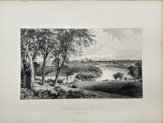 Antique Engraving - Granville Perkins - Philadelphia From Belmont - F5