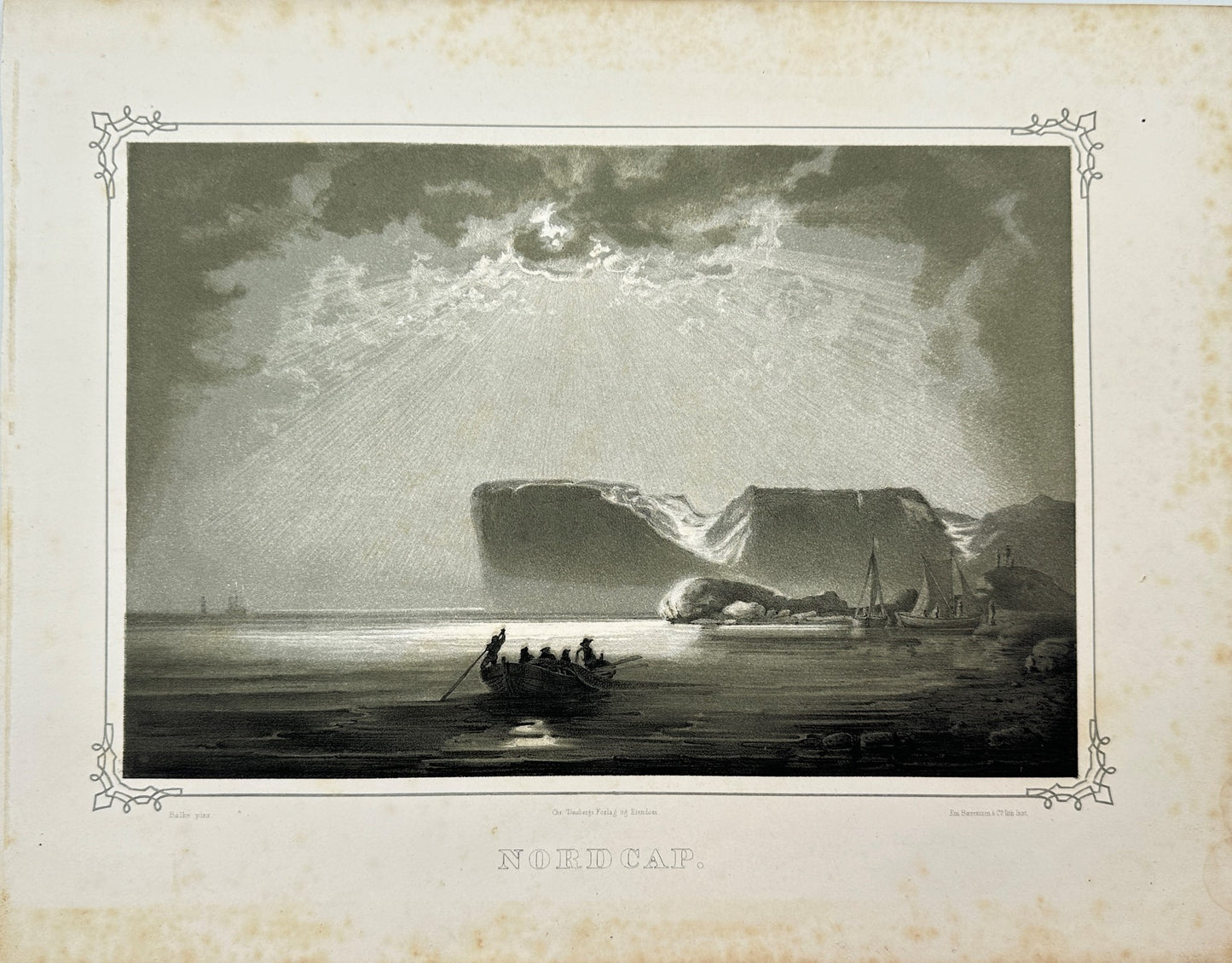 Antique Landscape Print  - Adolph Tidemand - View of Nordcap - Norway - F4